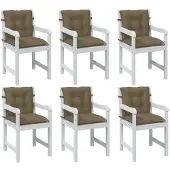 vidaXL Stoelkussens 6 st lage rug 100x50x7 cm stof gemêleerd taupe