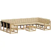 vidaXL Buiten bank set 11 st Wit en Beige