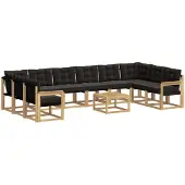 vidaXL Buiten bank set 11 st Wit en zwart