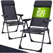 Casaria Tuinstoel met Hoge Rugleuning 2 Stuks Antraciet Aluminium