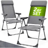 Casaria Tuinstoel 2 stuks Grijs Aluminium Inklapbaar