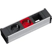Bachmann CONI 1xCEE7/3 1xCEE7/3 rood, Geaard stopcontact 1x zwart + 1x rood
