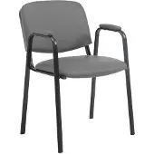 CLP Ken Pro - Stapelstoel - armleuningen - zwart - 150 kg - Kunstleer/grijs