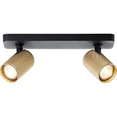 Brilliant Marty - Plafondspot - GU10 2x5W 3000K - Zwart/Goudkleurig