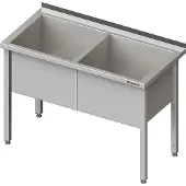 Stalgast Spoelbak met 2 kommen, 400 mm breed, 1400x700 mm, model AK