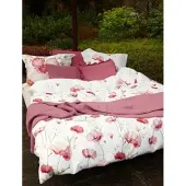 Vandyck Dekbedovertrek Poppy Fields Cream Tan Satijn-140 x 200 / 220 cm | 1-Persoons