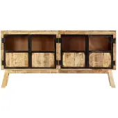 vidaXL Dressoir 160x30x80 cm massief ruw mangohout bruin en zwart