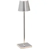 Zafferano Poldina micro acculamp binnenkant glanzend chroom, chroom / zilver, Woon-/ Eetkamer, Aluminium, Modern