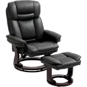 HOMCOM -Relaxsessel mit Hocker-Kunstleder-86L x 83B x 107H cm-Schwarz