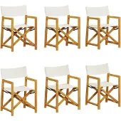 vidaXL Tuinstoelen 6 st inklapbaar stof crèmewit