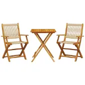 vidaXL 3-delige Bistroset polypropeen en massief hout beige