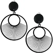 Charme Bijoux Klem oorbellen-Zwart-Rond-geen gaatje-
