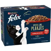 Felix 4x Kattenvoer Nat Heerlijke Plakjes Gelei Farm selectie Multipack 12x80 gr