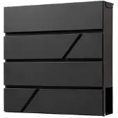 BRASQ Deluxe Brievenbus Zwart 37,5 x 36,5 x 11 cm – Wandbrievenbus met Slot en Krantenvak – Inclusief Montagemateriaal & 2 Sleutels