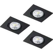 Eglo Set van 3 inbouwspots Saliceto vierkant zwart 4,8W