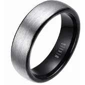 Mendes Wolfraam ring geborsteld zilver met Zwart-18mm