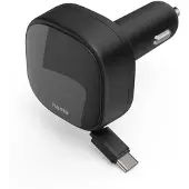Hama 30W Auto-Snellader - 2x USB-C - Uittrekbare oplaadkabel - Zwart