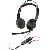 Poly Blackwire 5220 Headset Bedraad Hoofdband Oproepen/muziek USB Type-A Zwart, Rood