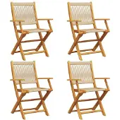 vidaXL Tuinstoelen 4 st inklapbaar massief acaciahout beige