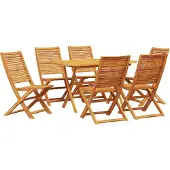 vidaXL Tuin Eettafel Set 7 st Bruin Massief Acacia Hout