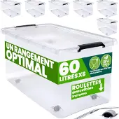 Deuba 6 Stuk Opbergbox met Deksel Transparant 60x40x35cm 60L