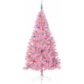 vidaXL Kunststof Voorverlichte Kerstboom met 300 LED Roze 240 cm PVC