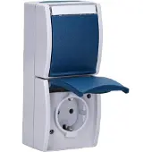 Busch-Jaeger BJ APWG oceaan, Schuko, dubbele stekkerdoos, 20-02EWN-53, met verticale aanduiding, groen/blauw-groen