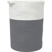 vidaXL Opbergmand Ø 49x65 cm katoen grijs en wit