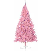 vidaXL Kunststof Voorverlichte Kerstboom met 300 LED Roze 240 cm PVC