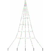 vidaXL - LED - Kerstboom - met - Grondspikes - Meerkleurig - 306 - cm - Metaal
