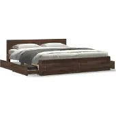vidaXL Bedframe met hoofdeinde bewerkt hout sonoma eiken 200x200 cm