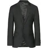 Hackett Heren Donkergrijze effen wollen blazer (38/32), Casual, Grijs, Klassiek HM441678