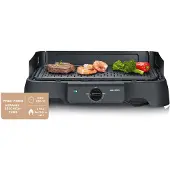 Severin PG 8595 Tafelgrill – 2000 W – Aluminium Grillplaat – Glad & Geribbeld – Zwart