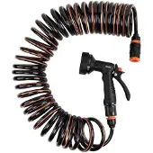 Bradas Spiraalslang voor de tuin, SPRING FLEX, 10 meter, met een spuitpistool met 9 verschillende spuitstanden