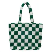 Selencia Zaya Tote Bag - Teddy Laptoptas 16 inch - Checkered Green