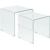 Beliani KENDALL - Salontafel set - Transparant - Veiligheidsglas