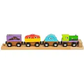 Bigjigs Monster Trein BJT610 - Houten Speelgoed Trein met 3 Wagons