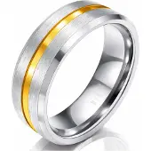 Mendes Heren ring Wolfraam Zilver Goud 8mm-20mm