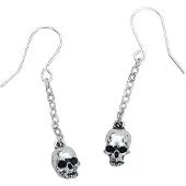 Alchemy Gothic - Gothic Oorbel - Deadskull Earrings - voor Vrouwen - zilverkleurig - Maat Standard
