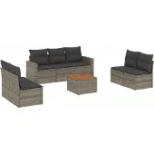 vidaXL 8-delige Loungeset met kussens poly rattan grijs