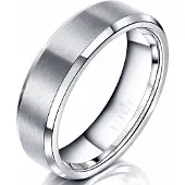 Mendes Wolfraam heren ring Mat Zilver 6mm-20mm