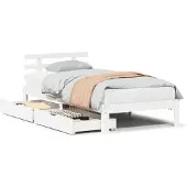vidaXL Bedframe met lades massief grenenhout wit 90x200 cm