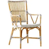 Sika-Design Monique Caféstoel Met Armleuningen Wit - Stoelen Rotan White - 9186CPWH