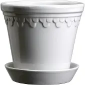Bergs Potter Copenhagen Pot Met Schotel Ø12 Cm - Bloempotten Keramiek Mineral White - KCMW12S