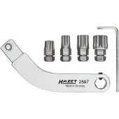 Hazet Deurscharnier insteekgereedschap | gebogen bithouder | SW T45, M8, M10, M12 | 9 x 12 mm insteekvierkant massief | 5/16 inch (8 mm) zeskant hol | 5-delig - 2597-2/5