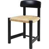 Gubi Daumiller Side Chair stoel Natural Rush-brown/black pine