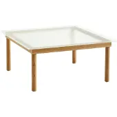 HAY Bijzettafel Kofi Water-Based Lacquered Solid Oak Frame Clear Reeded Glass L80 x W80 x H36 cm