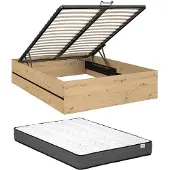 Vente-unique Bed met opbergruimte hout zwart 160 x 200 cm