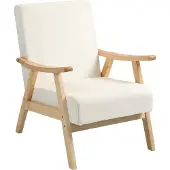 HOMCOM -Sessel-Polyester, Schaumstoff-80L x 65B x 83H cm-Cremeweiß