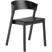 Muuto Cover Side Chair Black Leather|Black